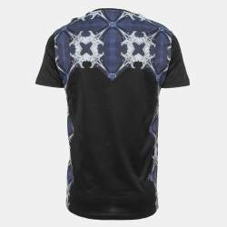 Pre Owned Roberto Cavalli Black Printed Cotton Crew Neck T-Shirt L