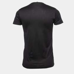 Pre Owned Roberto Cavalli Black Snake Print Cotton Crew Neck T-Shirt S