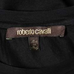 Pre Owned Roberto Cavalli Black Snake Print Cotton Crew Neck T-Shirt S