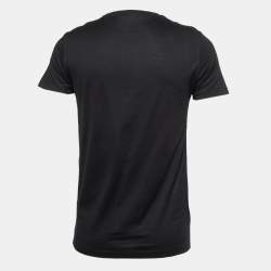 Pre Owned Roberto Cavalli Black Logo Print Cotton Crew Neck T-Shirt S