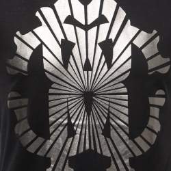 Pre Owned Roberto Cavalli Black Logo Print Cotton Crew Neck T-Shirt S