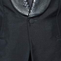 Pre Owned Roberto Cavalli Black Mohair & Wool Python Collar Blazer M