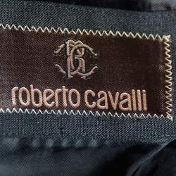 Pre Owned Roberto Cavalli Black Mohair & Wool Python Collar Blazer M