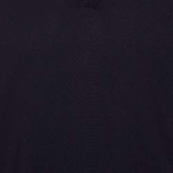 Pre Owned Roberto Cavalli Black Cotton Knit Metal Detail Polo T-Shirt XL