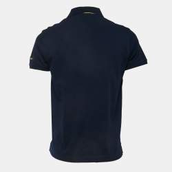 Pre Owned Roberto Cavalli Navy Blue Logo Embroidered Cotton Pique Polo T-Shirt M