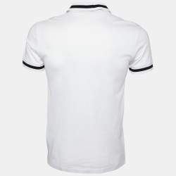 Pre Owned Roberto Cavalli White Logo Plaque Cotton Pique Polo T-Shirt S
