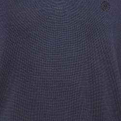 Roberto Cavalli Navy Blue Wool Knit V-Neck Sweatshirt XL