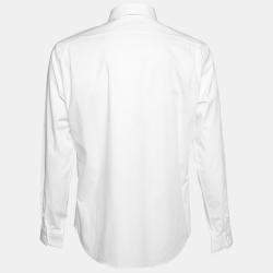 Pre Owned Roberto cavalli White Bird Print Cotton Slim Fit Shirt XL