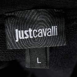 Pre Owned Robert Cavalli Black Cotton Knit Embellished Track Pants L