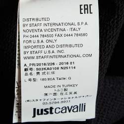 Pre Owned Robert Cavalli Black Cotton Knit Embellished Track Pants L