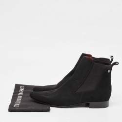 Roberto Cavalli Black Suede Ankle Length Boots Size 42