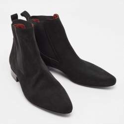 Roberto Cavalli Black Suede Ankle Length Boots Size 42