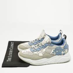 Pre Owned Roberto Cavalli Multicolor Suede and Leather Lace Up Sneakers Size 40