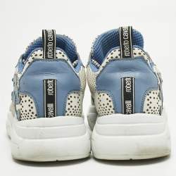 Pre Owned Roberto Cavalli Multicolor Suede and Leather Lace Up Sneakers Size 40