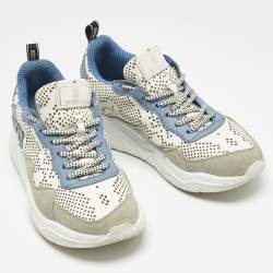 Pre Owned Roberto Cavalli Multicolor Suede and Leather Lace Up Sneakers Size 40