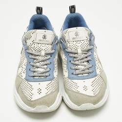 Pre Owned Roberto Cavalli Multicolor Suede and Leather Lace Up Sneakers Size 40