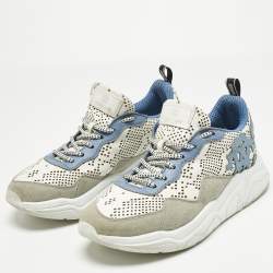 Pre Owned Roberto Cavalli Multicolor Suede and Leather Lace Up Sneakers Size 40