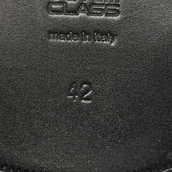 Pre Owned Roberto Cavalli Size 42 Two Tone Python Embossed Leather Criss-Cross Flat Slide