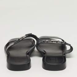 مملوكة مسبقًا Roberto Cavalli Size 42 Navy Blue Croc Embossed Leather Horsebit Flat Slide