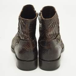 Pre Owned بوت كاحل روبرتو كافالي شامواه أسود بطول الكاحل مقاس 42