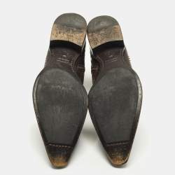 Pre Owned بوت كاحل روبرتو كافالي شامواه أسود بطول الكاحل مقاس 42