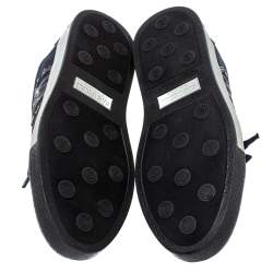 Pre Owned Roberto Cavalli Navy Blue Suede and Patent Leather Low Top Sneakers Size 40