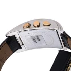 Pre Owned Roberto Cavalli Black Stainless Steel and Leather ESON R7251955035 Men's Wristwatch 30 mm