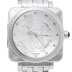 Pre Owned Roberto Cavalli Silver Stainless Steel Bohemienne R7253166015 Men's Wristwatch 41 mm