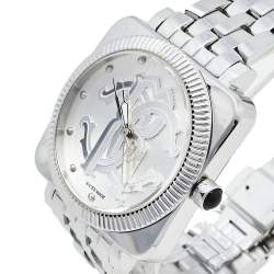 Pre Owned Roberto Cavalli Silver Stainless Steel Bohemienne R7253166015 Men's Wristwatch 41 mm