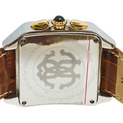 Pre Owned Roberto Cavalli White Two Tone Stainless Steel Crocodile Venom R7251692045 Men's Wristwatch 40 mm