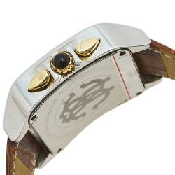 Pre Owned Roberto Cavalli White Two Tone Stainless Steel Crocodile Venom R7251692045 Men's Wristwatch 40 mm