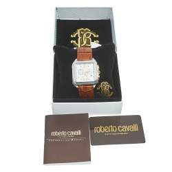 Pre Owned Roberto Cavalli White Two Tone Stainless Steel Crocodile Venom R7251692045 Men's Wristwatch 40 mm