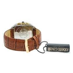 Pre Owned Roberto Cavalli White Two Tone Stainless Steel Crocodile Venom R7251692045 Men's Wristwatch 40 mm