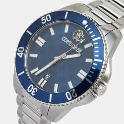 Roberto Cavalli Blue Stainless Steel 5G013 Men's Wristwatch 44 mm and Bracelet Set 