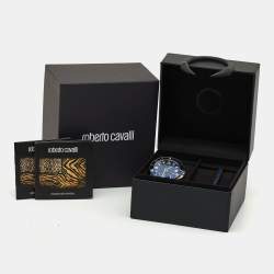 Roberto Cavalli Blue Stainless Steel 5G013 Men's Wristwatch 44 mm and Bracelet Set 