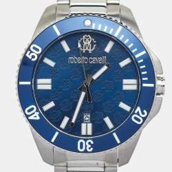 Roberto Cavalli Blue Stainless Steel 5G013 Men's Wristwatch 44 mm and Bracelet Set 