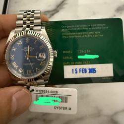 Pre Owned Rolex Blue Stainless Steel Datejust 126334-0026 Men's Wristwatch 41 mm