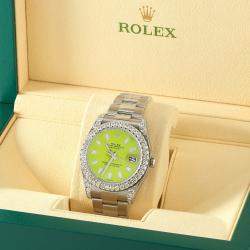 Rolex Custom Green 4.5ct Diamonds Stainless Steel Datejust II  Automatic Men's Wristwatch 41mm