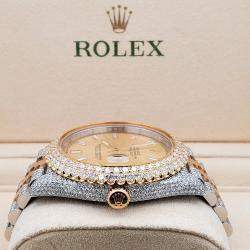 Rolex Custom Gold 13.9ct Diamonds 18K Yellow Gold Stainless Steel Datejust 126333 Automatic Men's Wristwatch 41mm