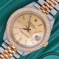 Rolex Custom Gold 13.9ct Diamonds 18K Yellow Gold Stainless Steel Datejust 126333 Automatic Men's Wristwatch 41mm