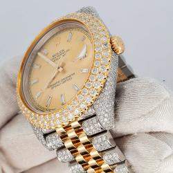 Rolex Custom Gold 13.9ct Diamonds 18K Yellow Gold Stainless Steel Datejust 126333 Automatic Men's Wristwatch 41mm