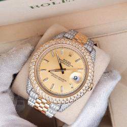 Rolex Custom Gold 13.9ct Diamonds 18K Yellow Gold Stainless Steel Datejust 126333 Automatic Men's Wristwatch 41mm