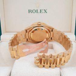 Rolex Custom Green  Diamonds 18K Yellow Gold Emeralds President Day-Date 18238 Automatic Men's Wristwatch 36mm