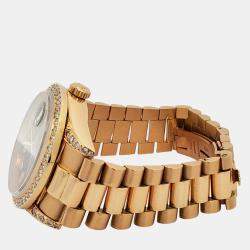 Rolex Custom Green  Diamonds 18k Yellow Gold President Day-Date   Automatic Men's Wristwatch 36mm