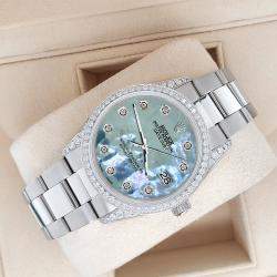 Rolex Custom Tahitian Blue 1.95ct Diamonds Stainless Steel Datejust  Automatic Men's Wristwatch 36mm