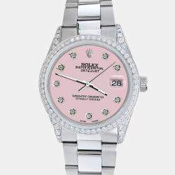 Rolex Custom Ice Pink 1.95ct Diamonds Stainless Steel Datejust  Automatic Men's Wristwatch 36mm