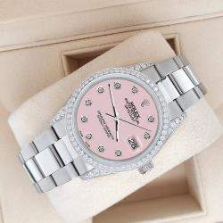 Rolex Custom Ice Pink 1.95ct Diamonds Stainless Steel Datejust  Automatic Men's Wristwatch 36mm