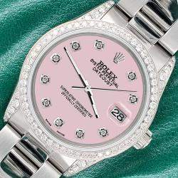 Rolex Custom Ice Pink 1.95ct Diamonds Stainless Steel Datejust  Automatic Men's Wristwatch 36mm
