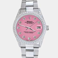 Rolex Custom Hot Pink 1.95ct Diamonds Stainless Steel Datejust  Automatic Men's Wristwatch 36mm