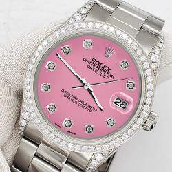 Rolex Custom Hot Pink 1.95ct Diamonds Stainless Steel Datejust  Automatic Men's Wristwatch 36mm
